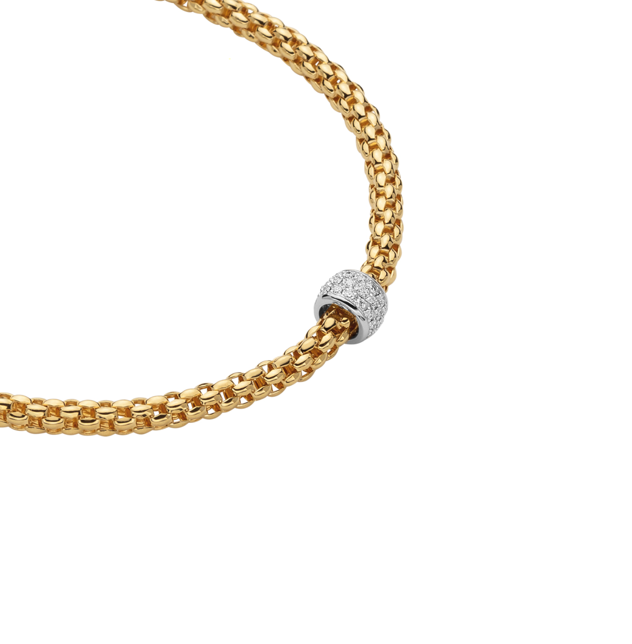 18K YG Solo 3/10cttw Diamond Pave Rondel Necklace by FOPE Secondary image