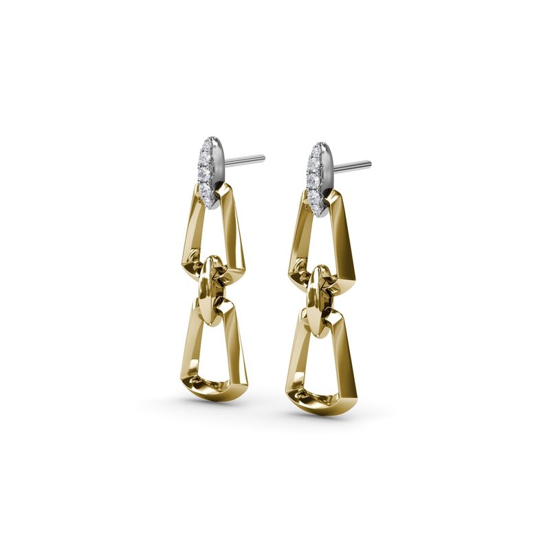 18K Two-Tone Trapezoidal Lynq & Diamond Drop Earrings by Fana