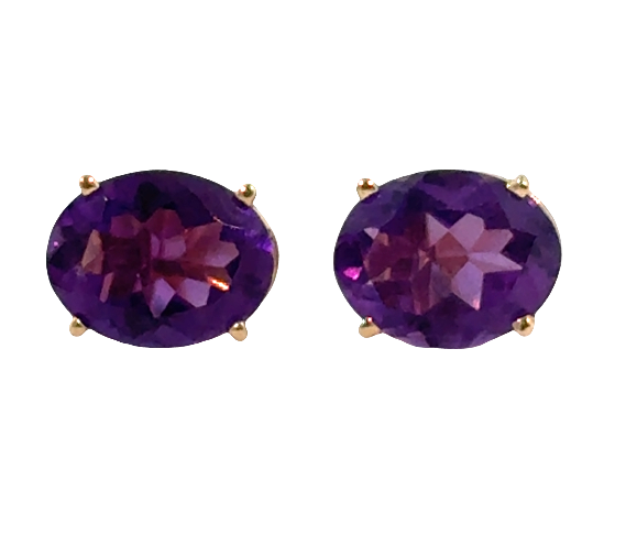14K Yellow Gold Oval Amethyst Studs *Estate Item Sold as is, Final Sale* Main image