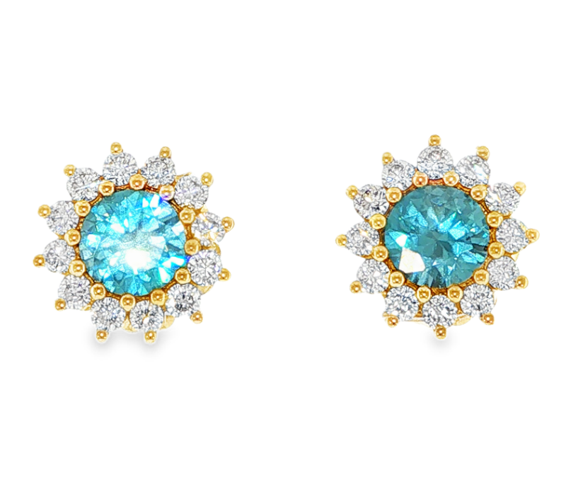 18K Yellow Gold Dew Drop Zircon Stud Earrings by Erica Courtney Main image
