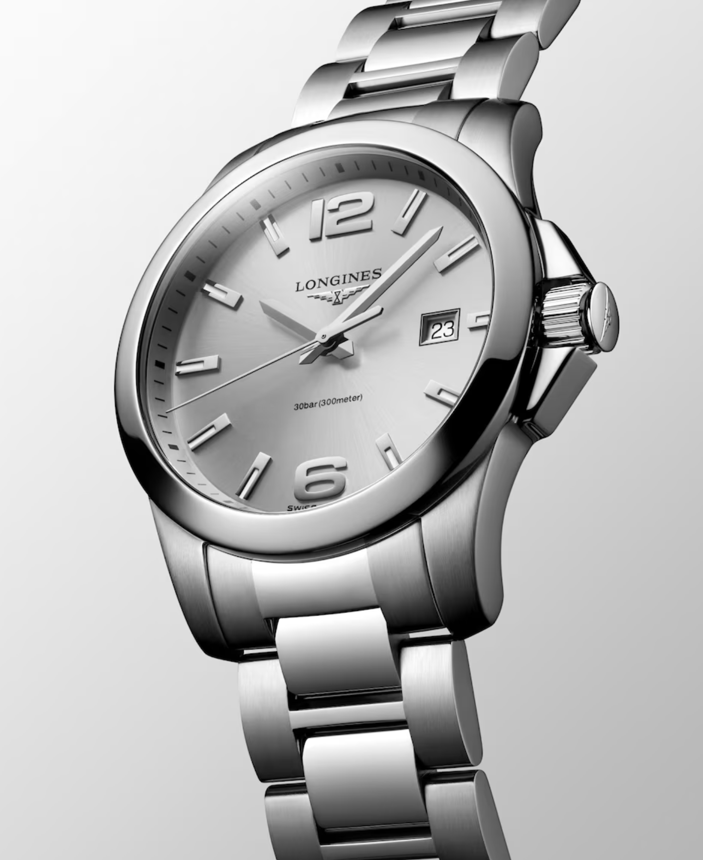 Longines Conquest 41mm Watch with Sunray Silver Dial