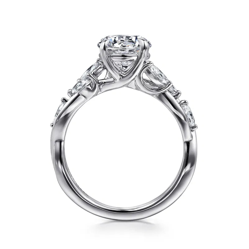 14K WG "Charlina" Round Freeform Floral Diamond Semi-Mount by Gabriel NY Secondary image