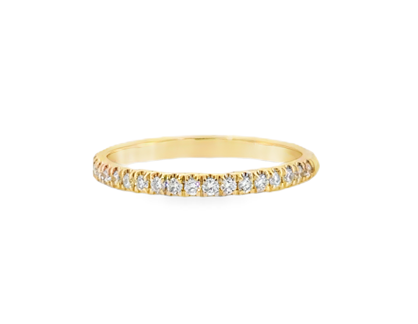 14K Yellow Gold 1/4cttw Prong Set Diamond Line Wedding Band Main image