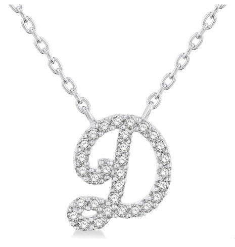 10K WG .10cttw Dia Script Initial D Pendant Main image