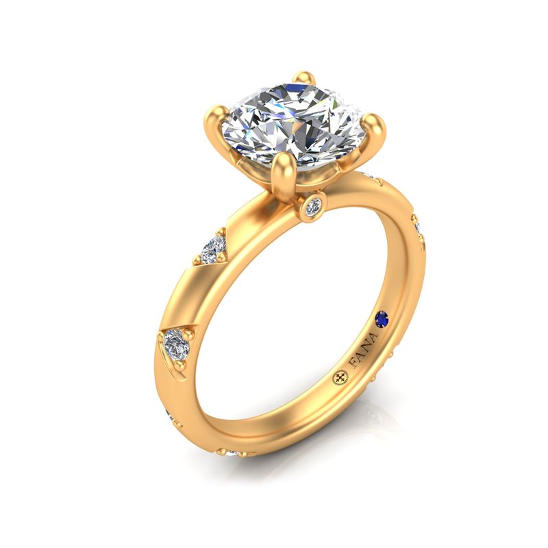 14K YG Round Diamond Zig-Zag Shank Semi-Mount by Fana Main image