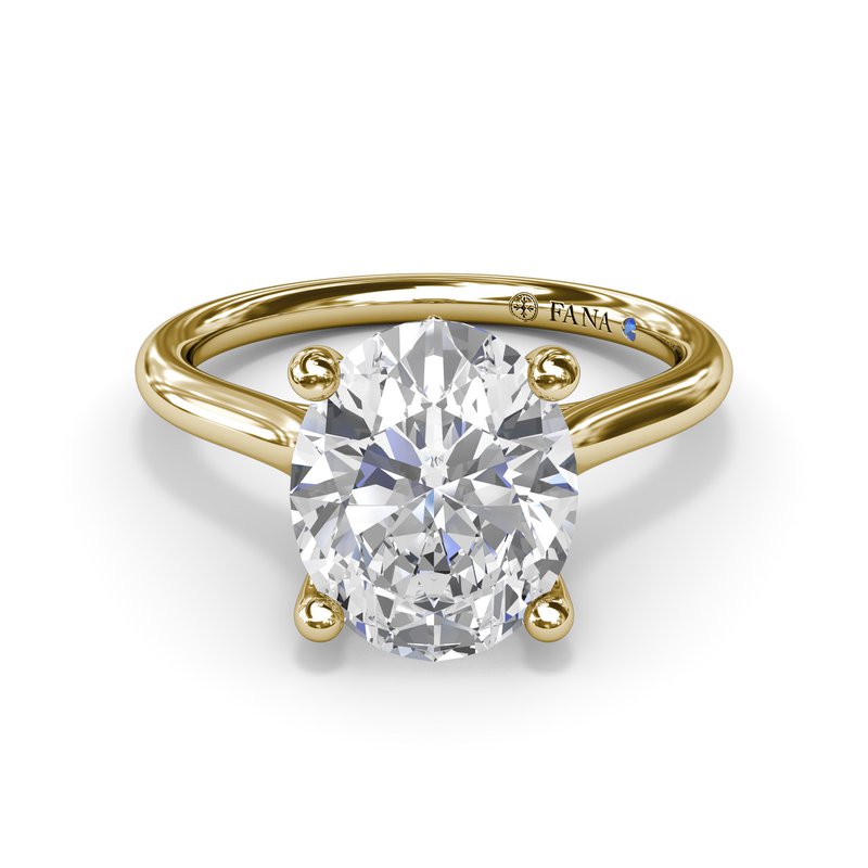14K YG Oval Diamond Scalloped Hidden Halo Semi-Mount by FANA Secondary image