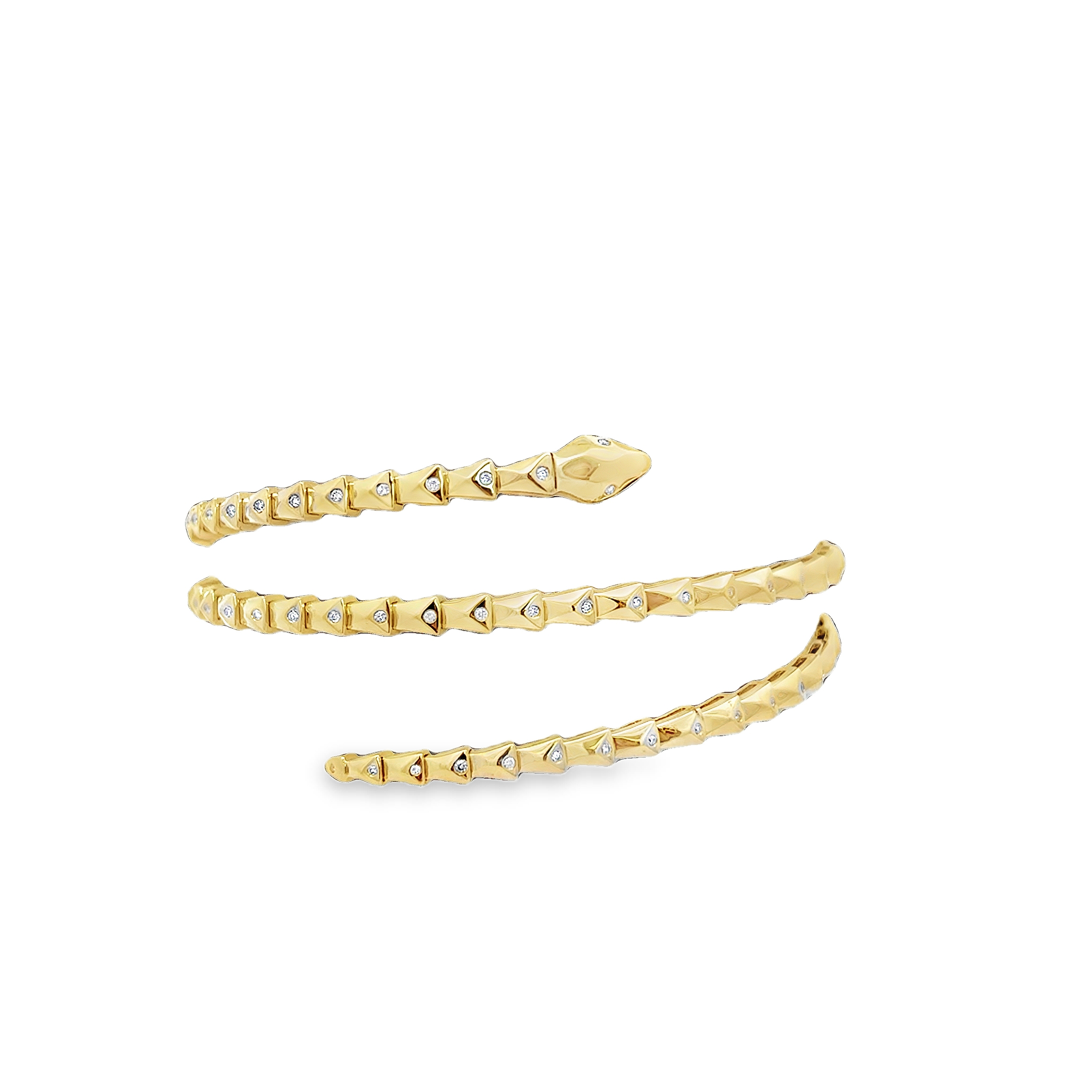 14K YG Diamond Serpent Snake Wrap Flexi Bangle Main image