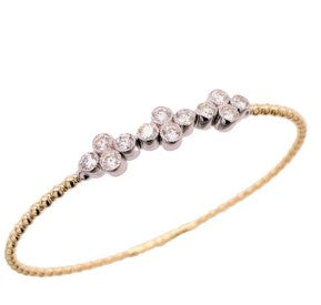 14K Two-Tone Triple Quatrefoil Flexi Bangle