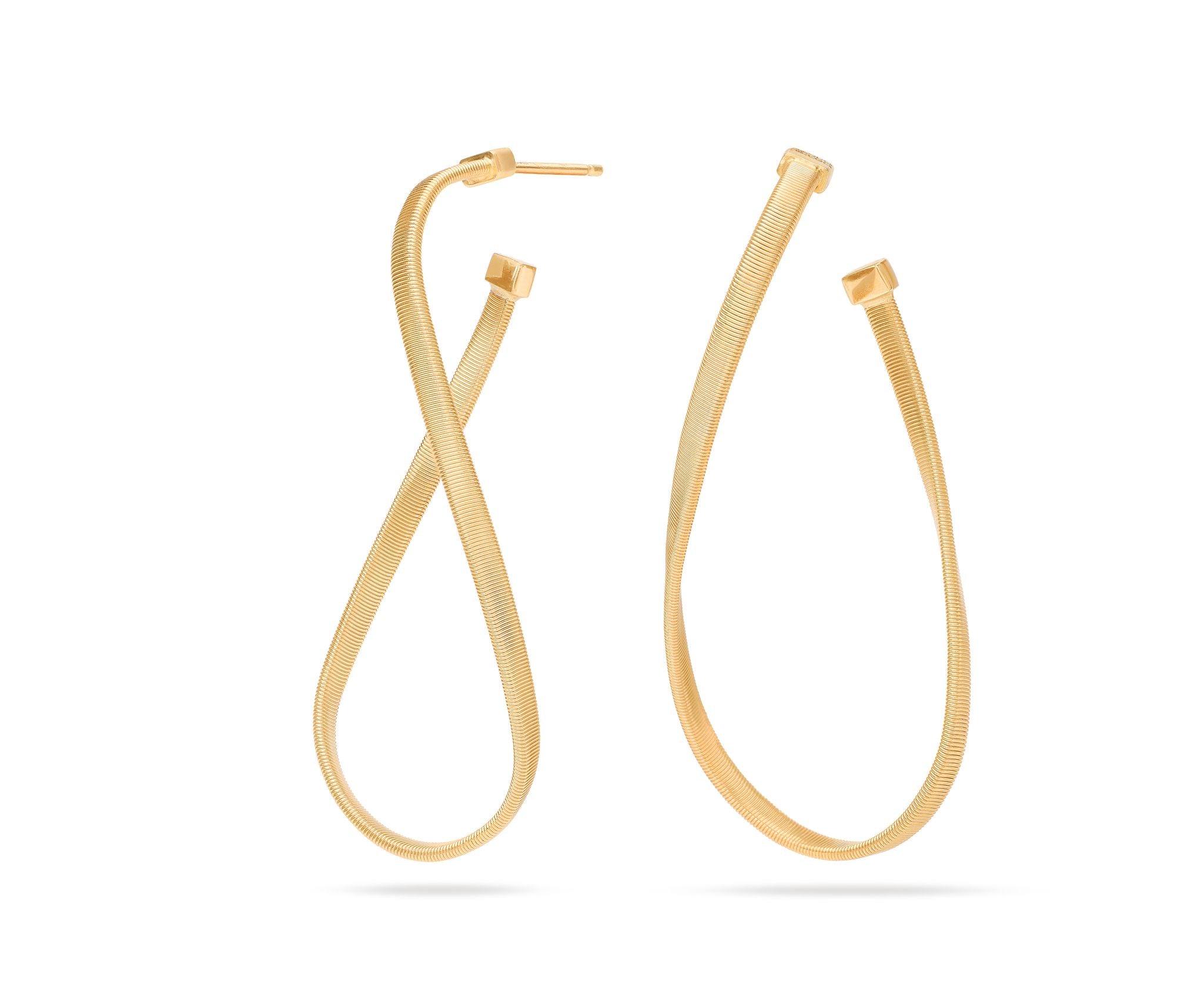 18K YG Marrakech Twisted Irregular Medium Hoops by Marco Bicego Main image