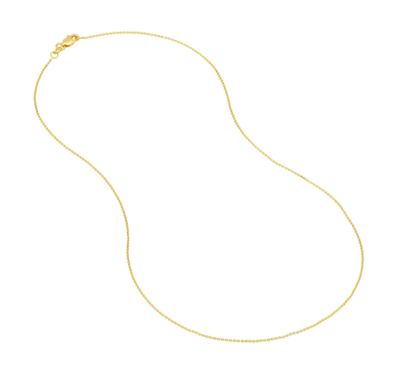 14K YG 0.9mm Cable Chain, 18"