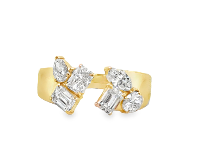 14K Yellow Gold Multi Shape Lab Diamond Cigar Cuff Ring by Everlee
