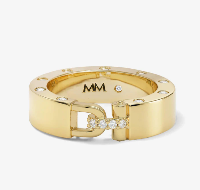 18K Gold Plated Ashley Smooth Lock Ring in White CZ by Melinda Maria Main image