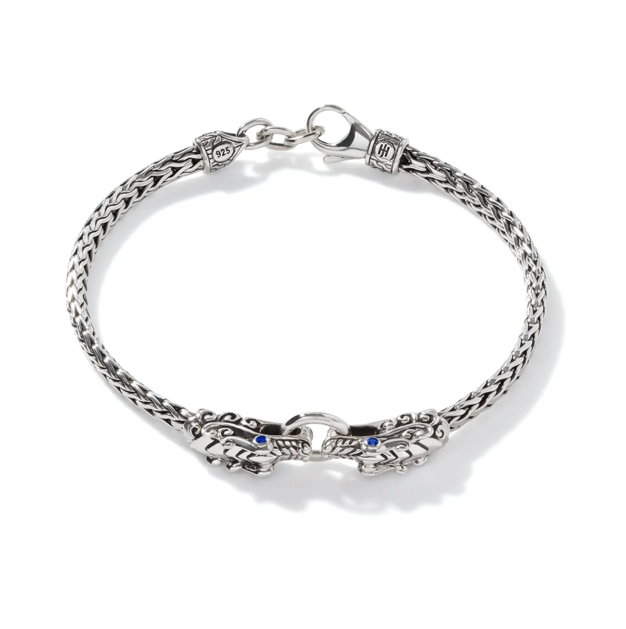 Sterling Silver Naga Heritage Double Dragon Head Bracelet with Blue Sapphire by John Hardy Main image