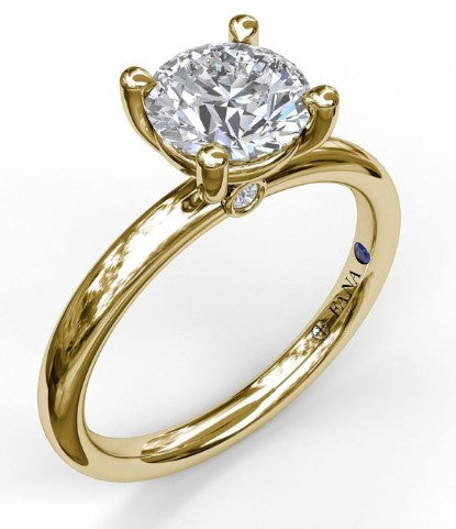 14K YG Classic Round Cut Solitaire Engagement Semi-Mount by Fana Main image