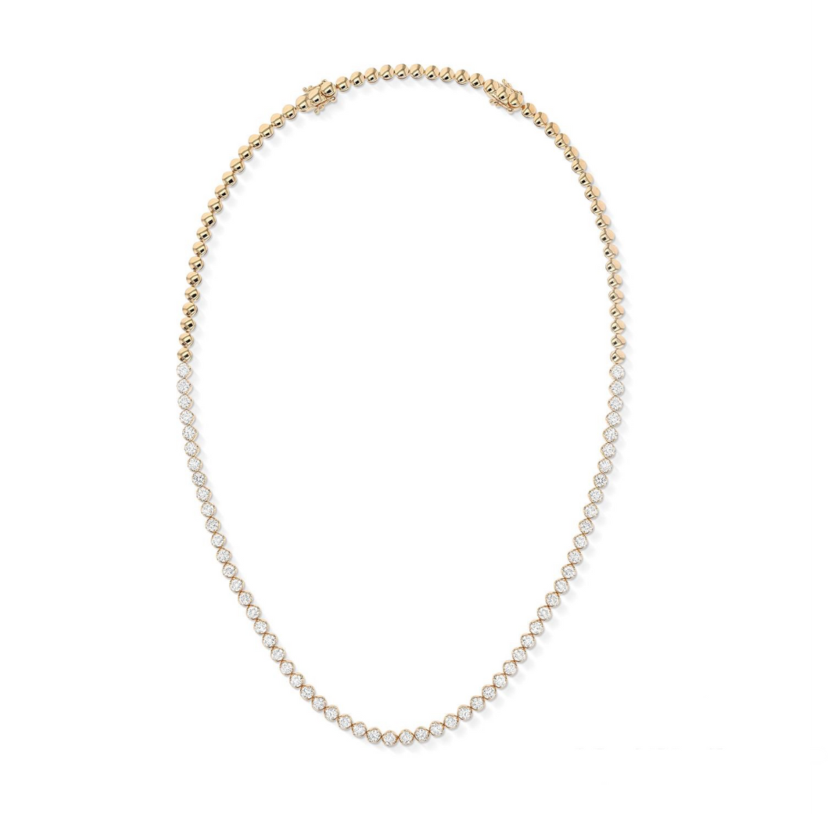 18K Yellow Gold Diamond Duchess Halfway Adjustable Tennis Necklace