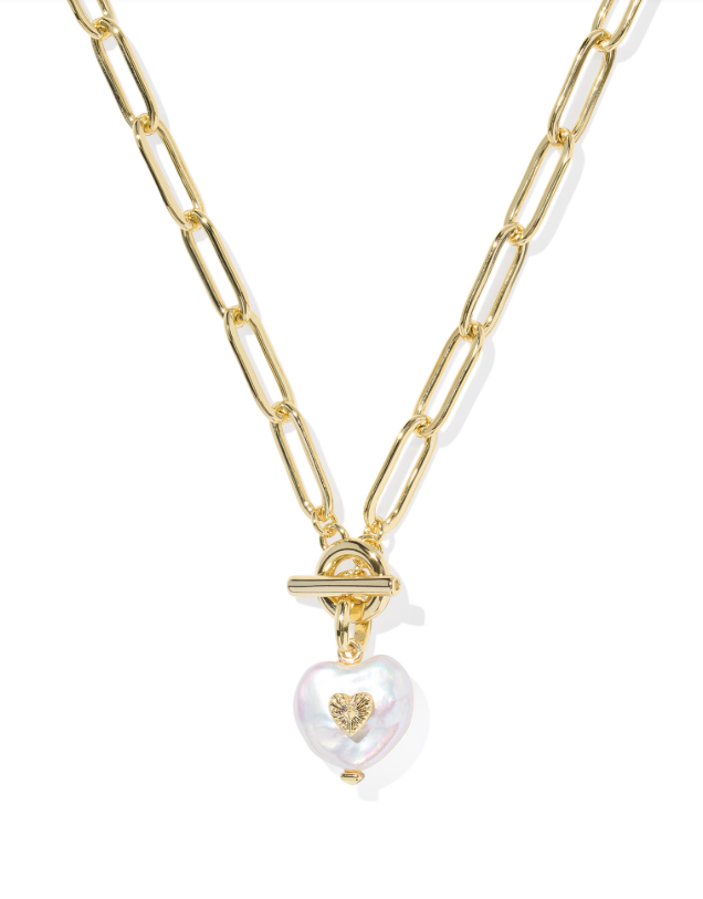 Sasha Gold Heart Pendant in Freshwater Cultured Pearl by Kendra Scott