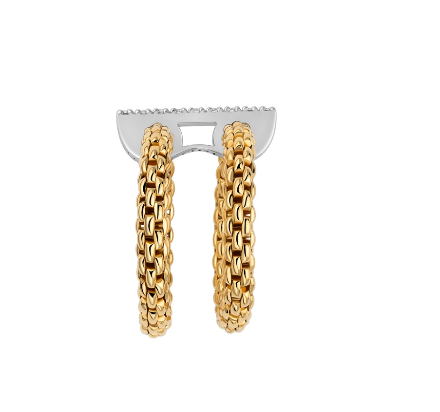 18K Yellow-White Gold Bicolor Prima Diamond Stacked Flex'It Ring by FOPE Secondary image