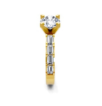 14K YG 3/4cttw Diamond Cathedral Baguette Semi-Mount by Imagine Bridal
