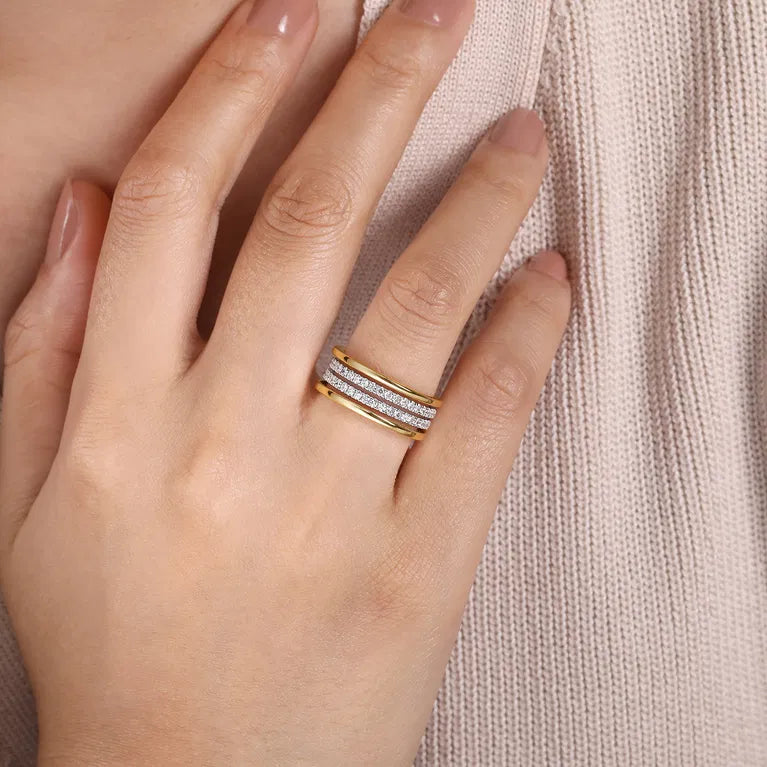 14K Two-Tone Diamond Easy Stackable Ring by Gabriel NY