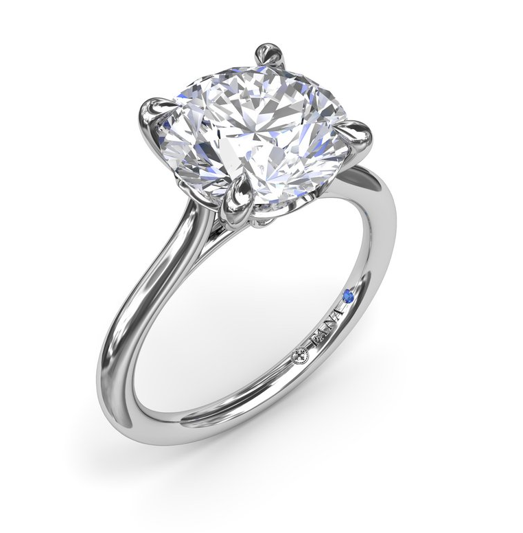 Platinum Lab Grown Round Solitaire Engagement Ring with Peek-a-boo Accent by Fana Main image