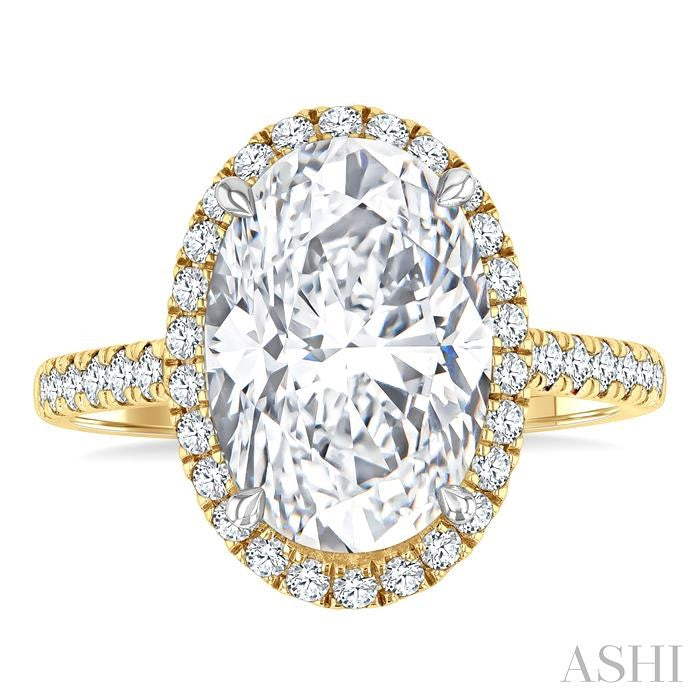 14K YG 3/4cttw Diamond Halo Semi Mount for Oval