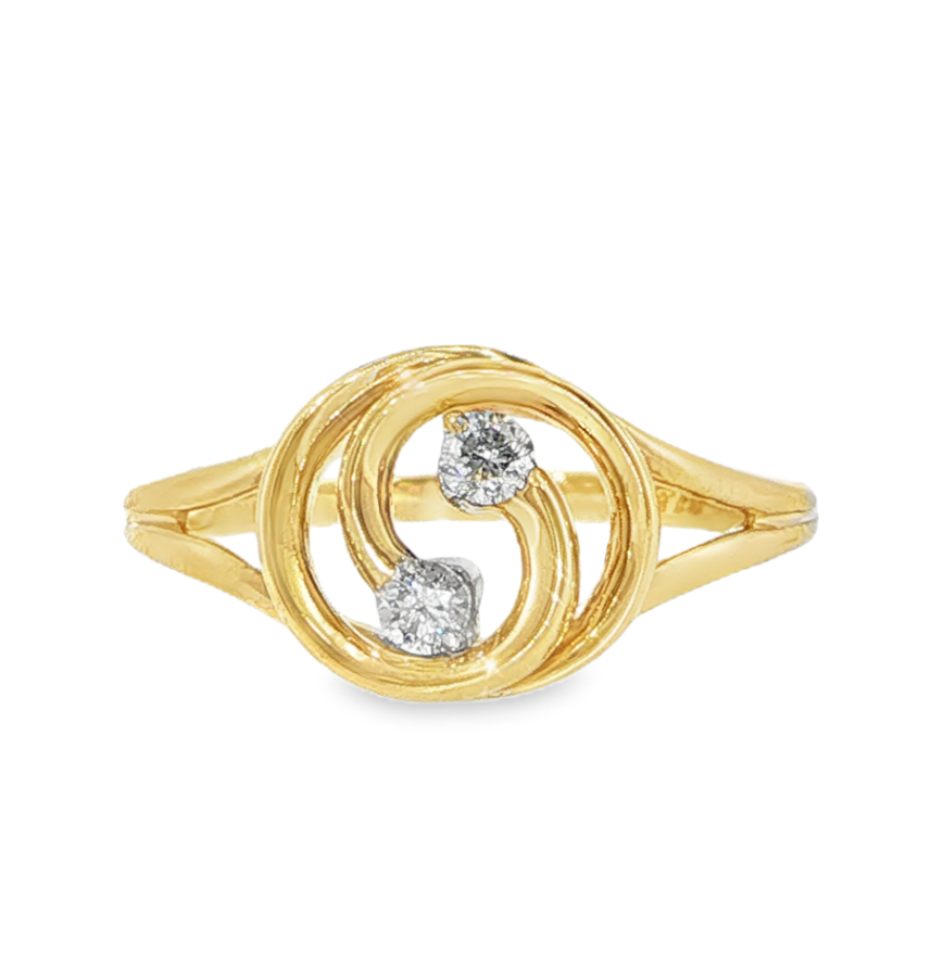 10K Yellow Gold Diamond Circle Swirl Ring *Estate Item Sold as is, Final Sale*