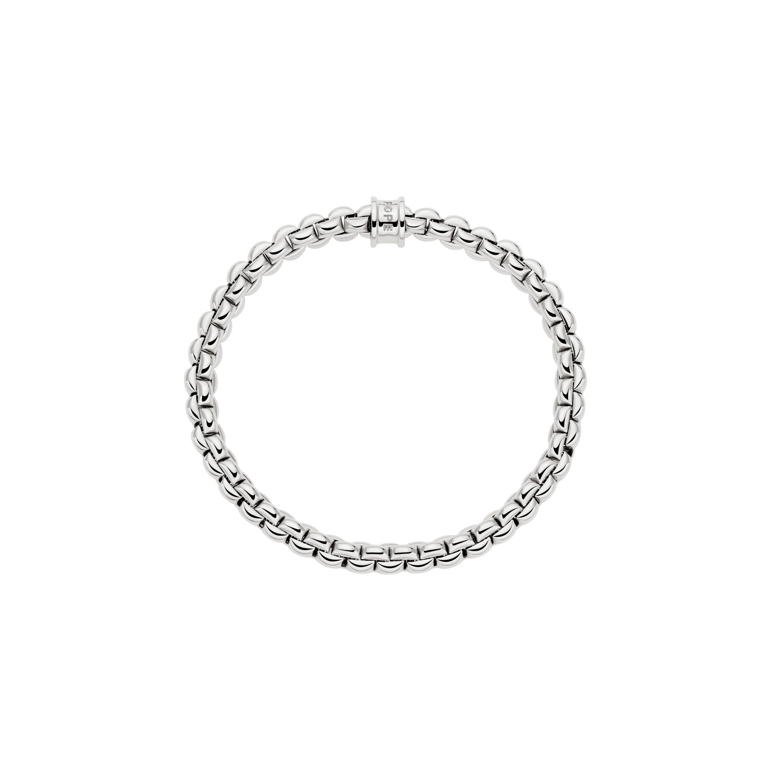 18K WG "EKA" Gold Rondel Flex'It Bracelet with Diamond by FOPE