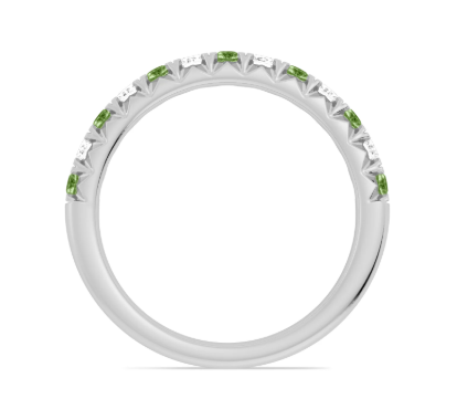 14K White Gold Alternating Peridot & Diamond Fishtail Anniversary Band Secondary image