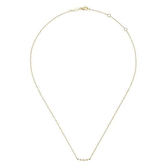 14K YG Diamond Stations Curved Bar Necklace by Gabriel NY