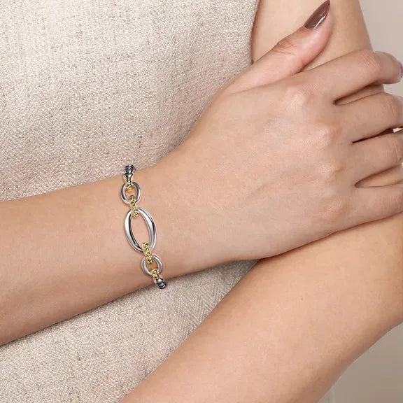 SS/14K YG Bujukan Open Bangle Bracelet with Hidden Closure by Gabriel NY