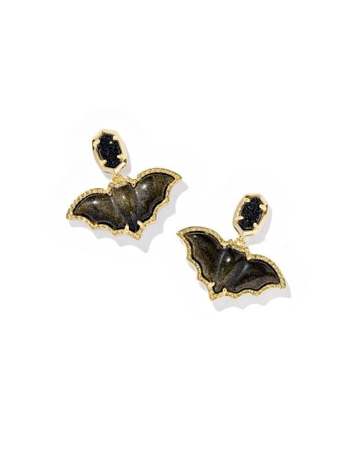 Gold Plated Bat Drop Earrings in Black Mix by Kendra Scott