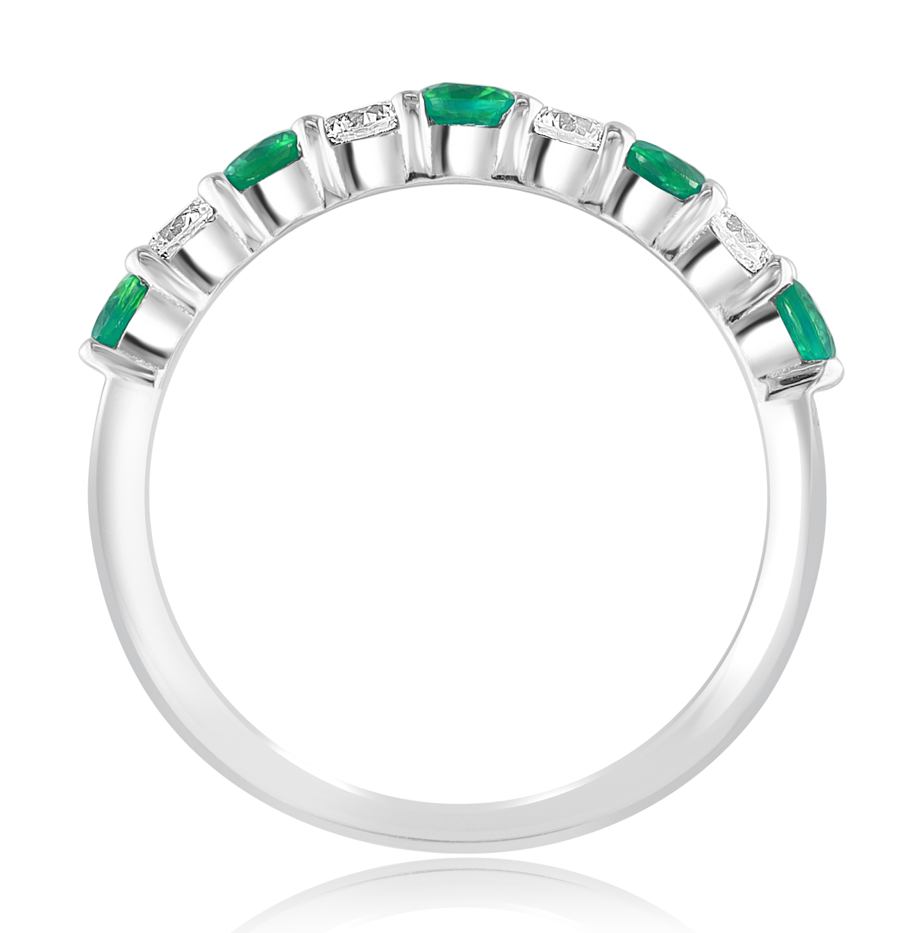 14K WG Emerald & Diamond Alternating Band