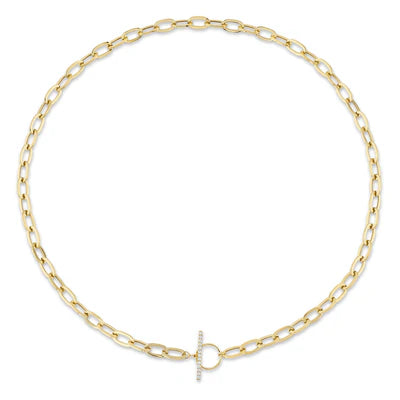 14K YG Paperclip Link Toggle Necklace with Diamond Bar Main image