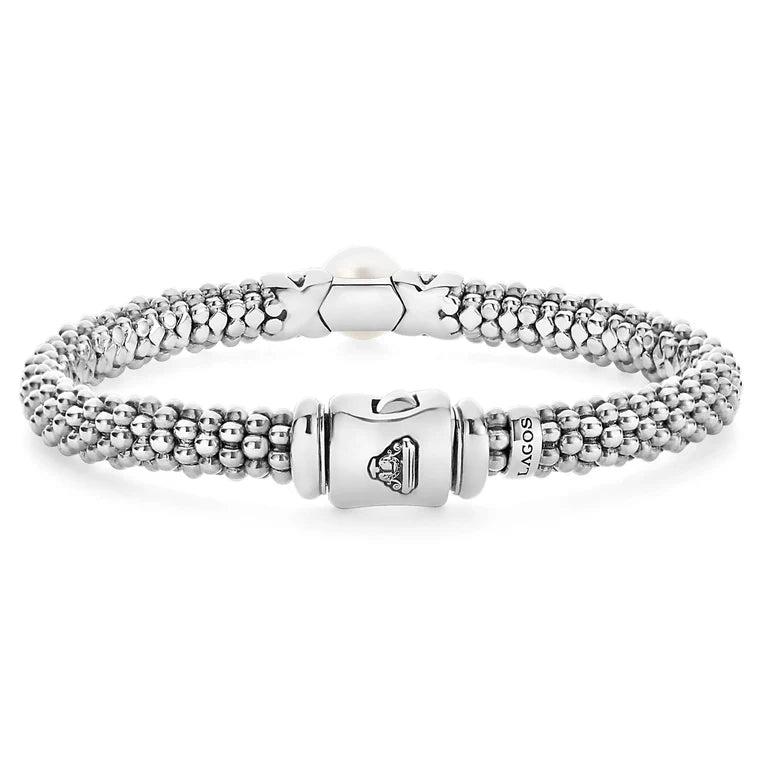 Sterling Silver Luna Pearl Button & X Bracelet by LAGOS
