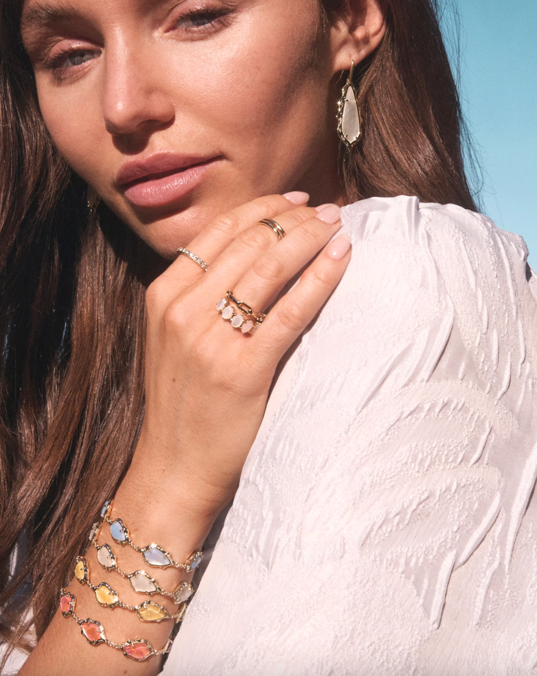 Gold Plated Adriana Scallop Frame Bracelet in Light Pink Iridescent Abalone by Kendra Scott Secondary image