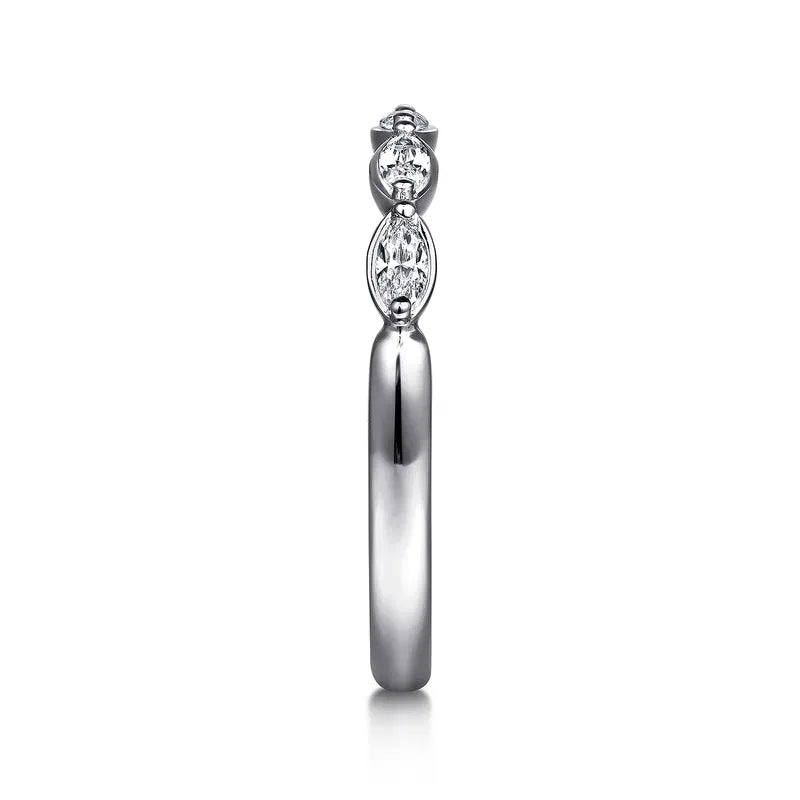 14K WG "Claudette" 1/4cttw Marquise Diamond Anniversary Band by Gabriel NY