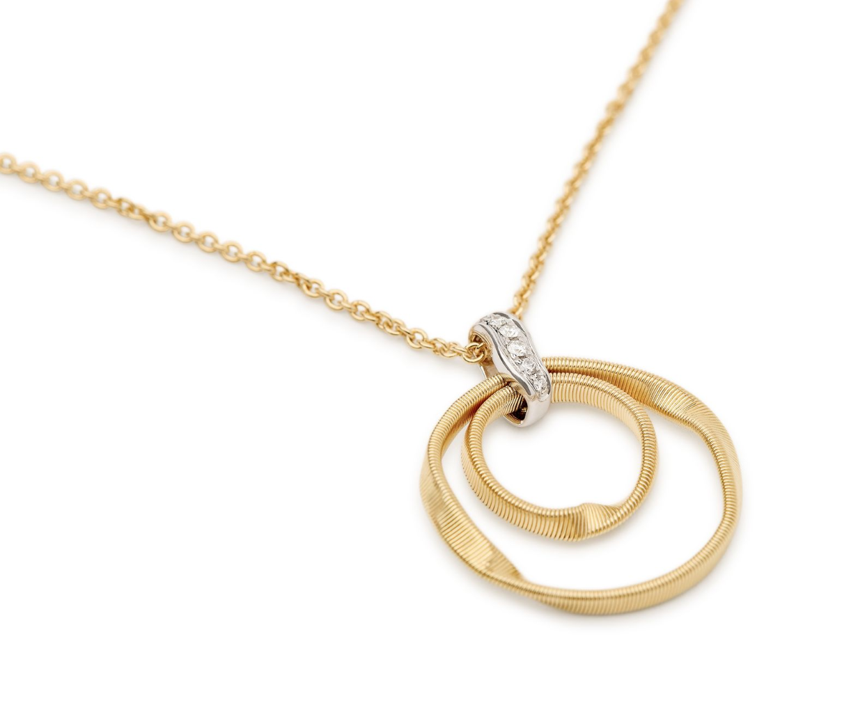 18K Yellow Gold Marrakech Double Circle Diamond Pendant Necklace by Marco Bicego