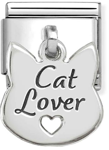 Stainless Steel & Sterling Silver Cat Lover Dangle Charm
