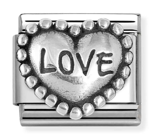Stainless Steel & Sterling Silver Vintage Love Heart Charm