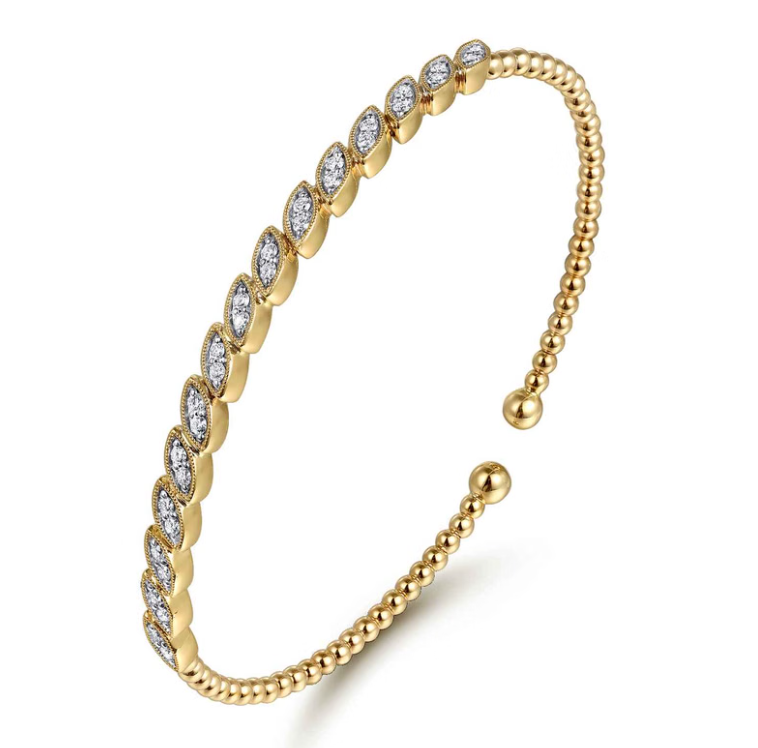14K Yellow Gold Diamond Marquise Shape Bujukan Bangle by Gabriel NY Secondary image