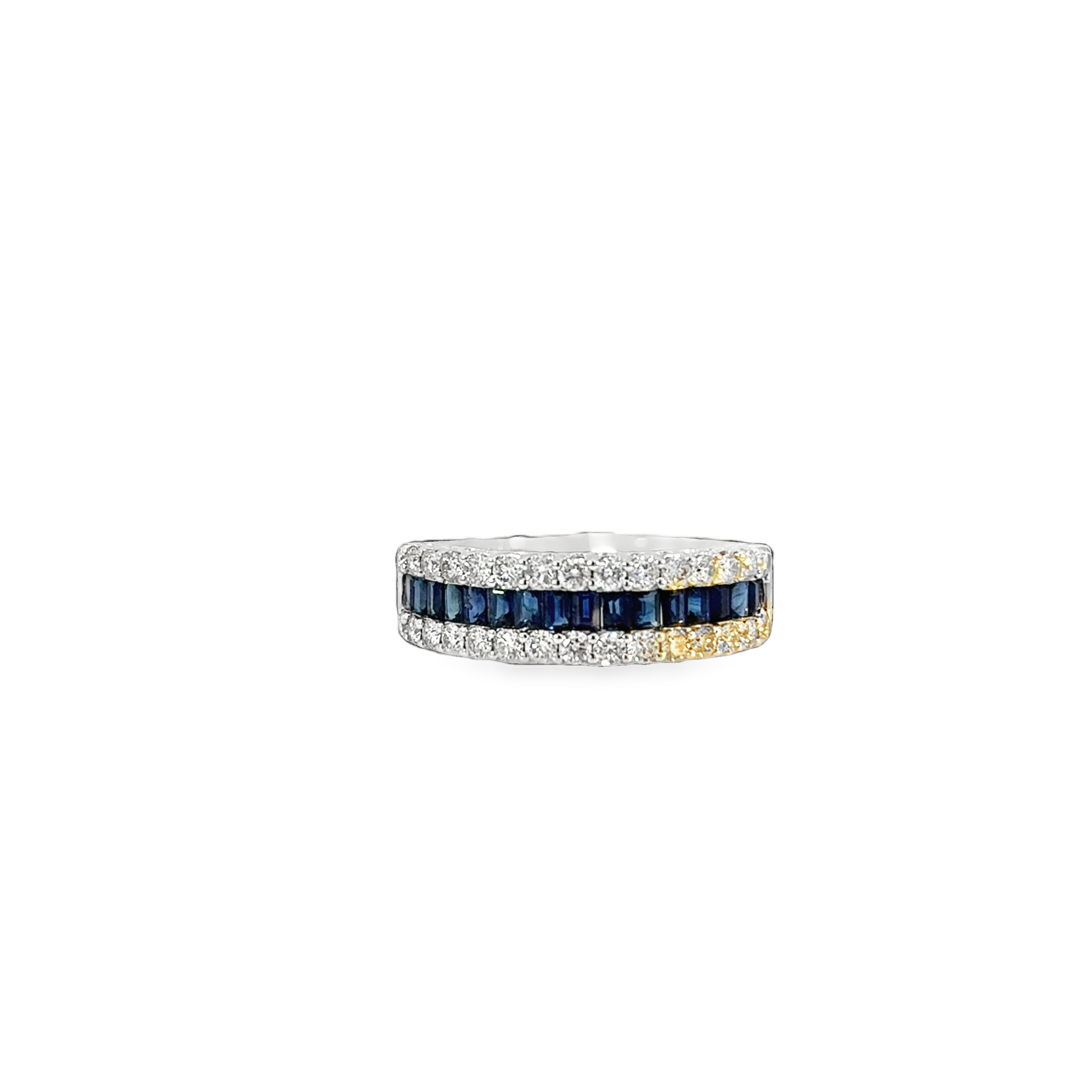 14K WG .75cttw Blue Sapphire & .56cttw Diamond Edge Band