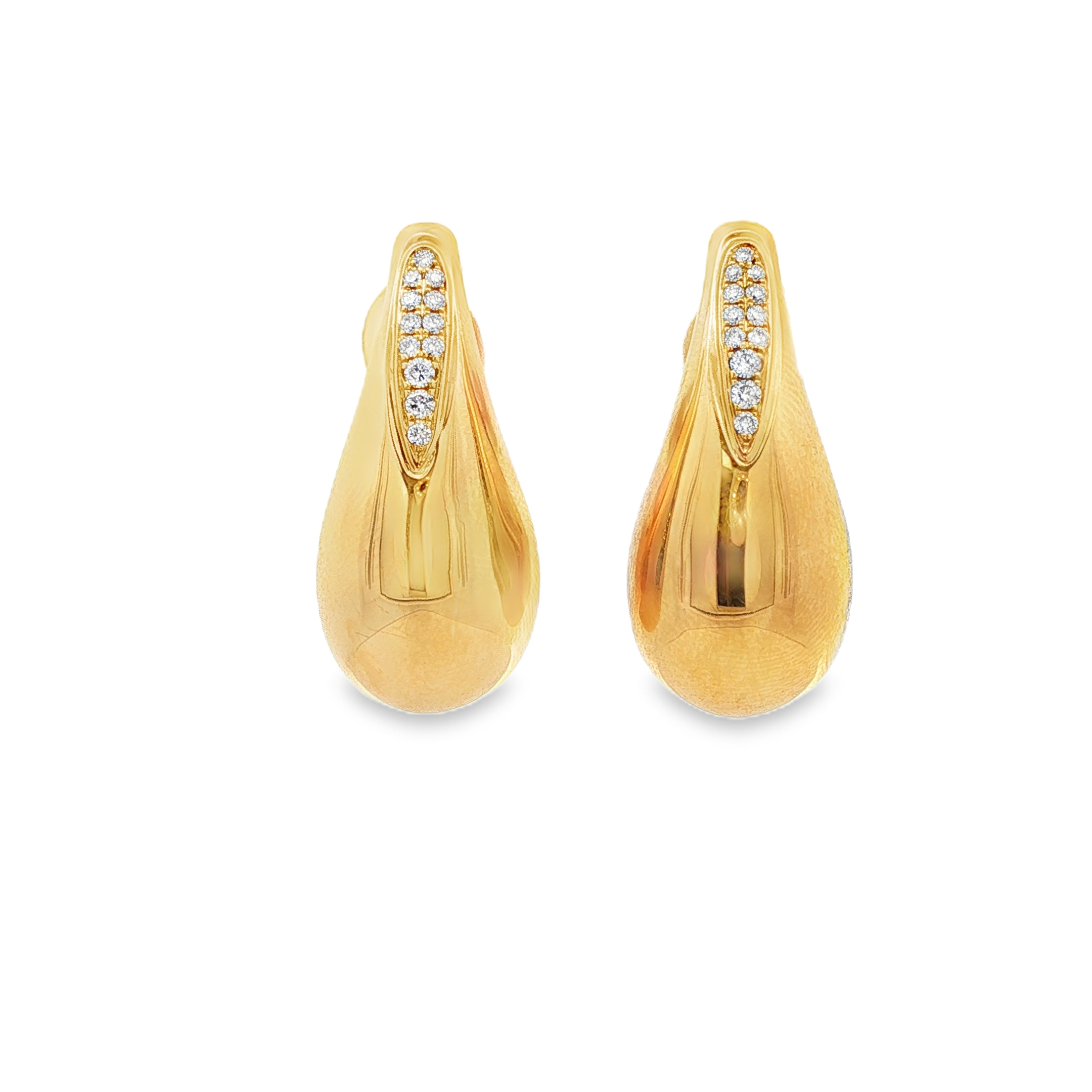 18K YG Diamond Puffy Teardrop Stud Earrings Main image