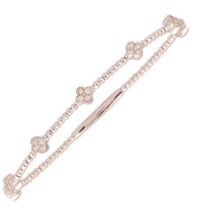14K Two Tone Clover Diamond Flexi Bangle