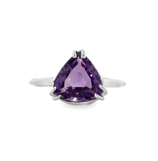 14K White Gold Trillion Amethyst Ring