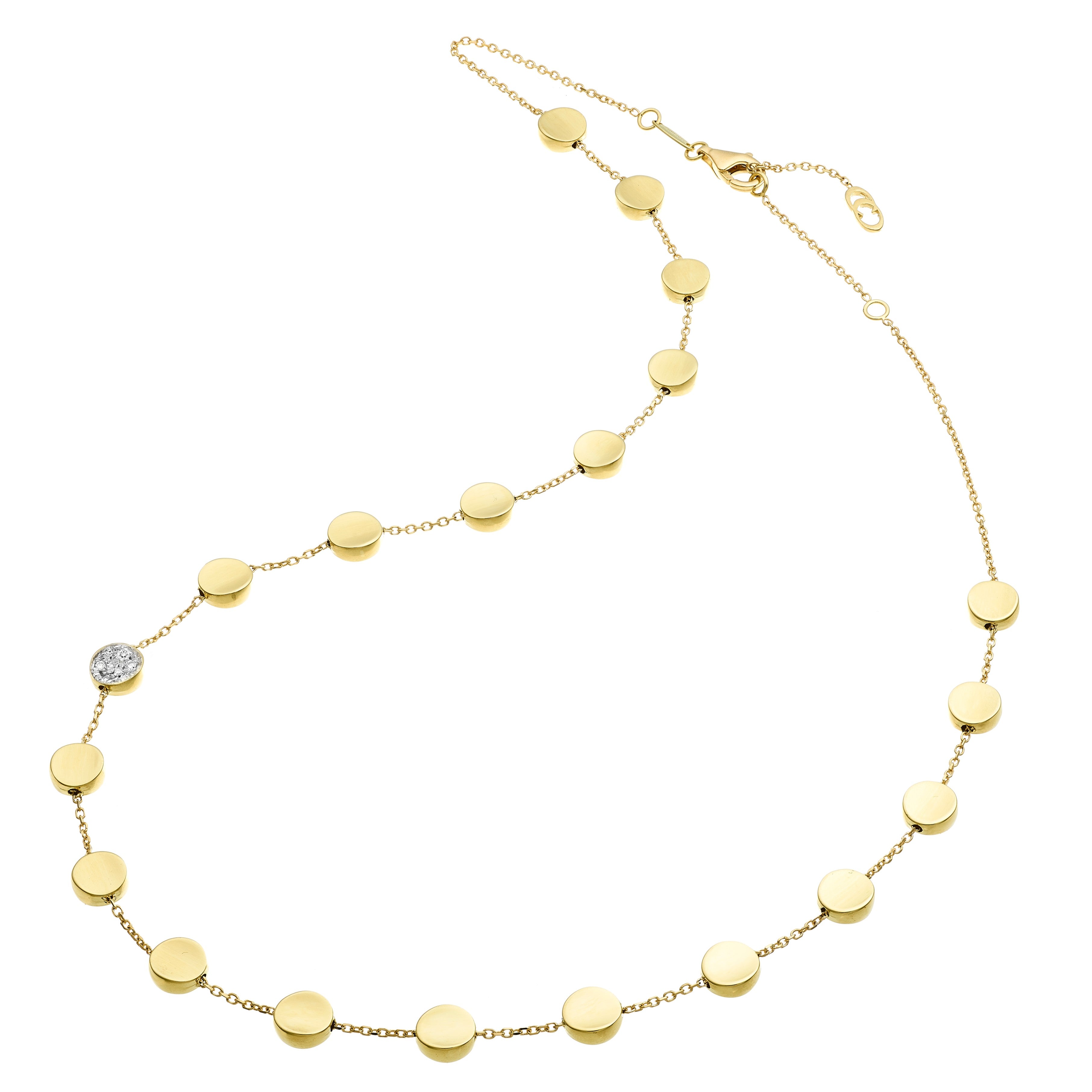 18K YG Armillas Glow Polished & Single Diamond Station Chain Necklace by Chimento Main image