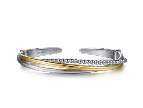 Sterling Silver 14K YG Bujukan Twisted Bangle Bracelet by Gabriel Main image