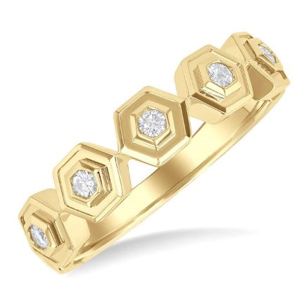 10K YG Hexagon Link Diamond Band Main image