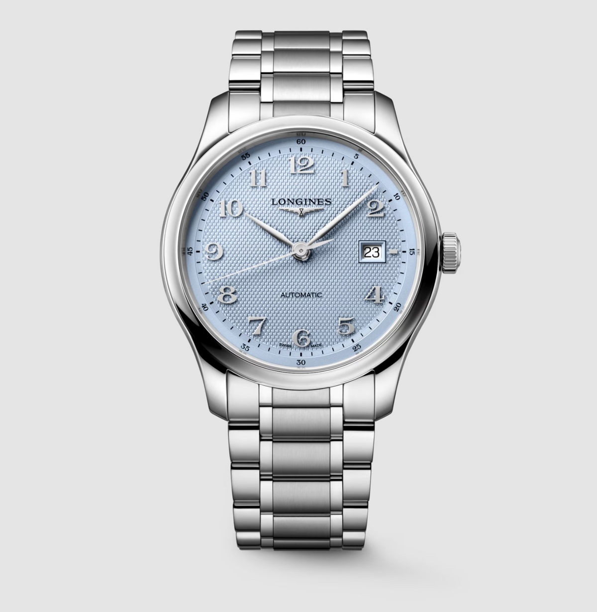 Longines Master 41mm Watch with Light Blue Barleycorn Dial