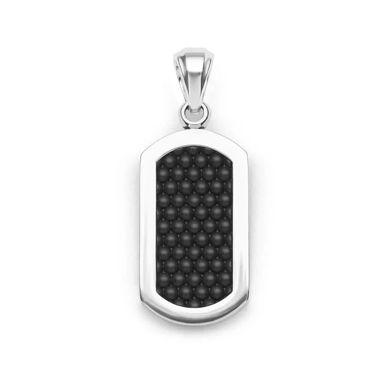 Sterling Silver Anthem Matte Black Ceramic ID Tag Pendant by LAGOS