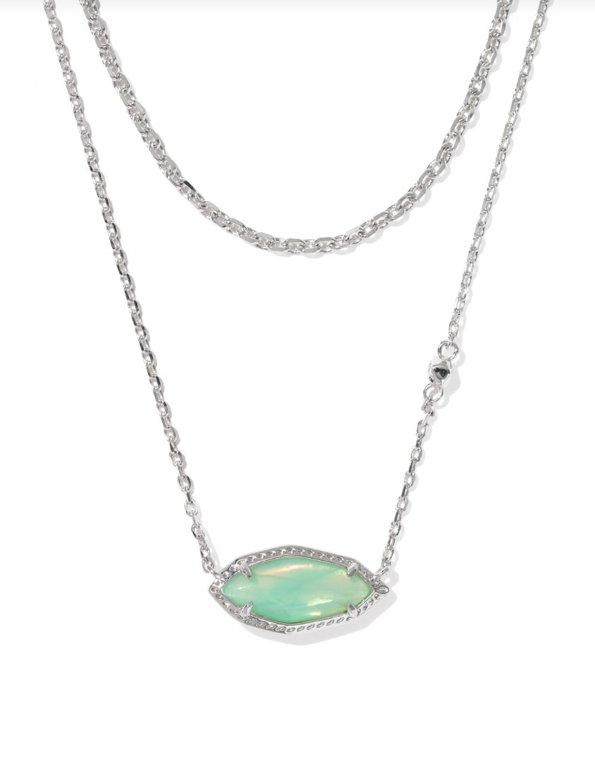 Rhodium Plated Ophelia Multi Strand Necklace in Mint Iridescent Abalone by Kendra Scott Main image